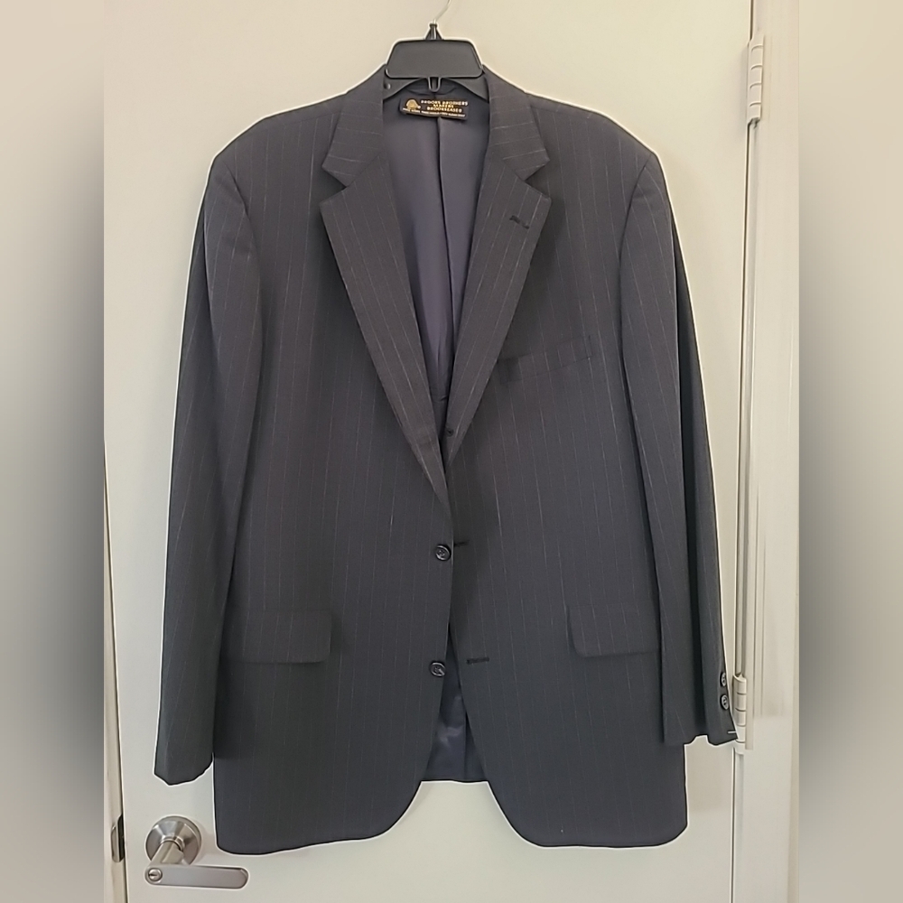 Brooks Brothers Makers Brookease Blazer 44L Charcoal w/ Gray Stripes Sportcoat